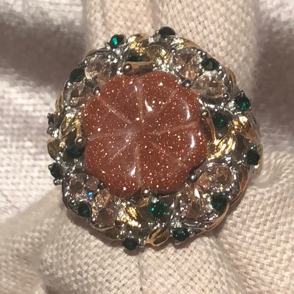 SUNSTONE Multi Gem Flower Statement Ring NWOTS - Picture 1 of 15